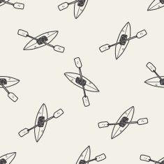 canoe doodle seamless pattern background N2