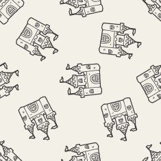 castle doodle seamless pattern background N16