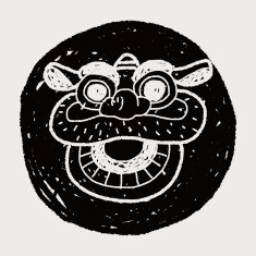 Chinese New Year The dragon and lion dancing head doodle N26