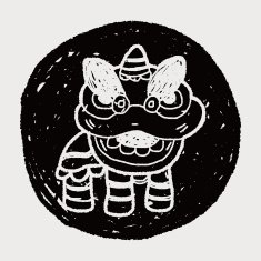 Chinese New Year The dragon and lion dancing head doodle N27