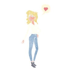cartoon woman in love N124