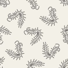 Centipede doodle seamless pattern background