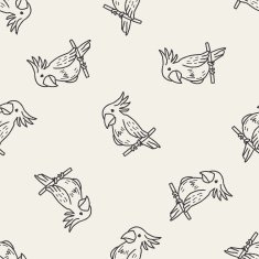 parrot doodle seamless pattern background N4