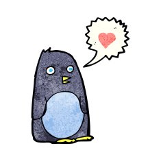 cartoon penguin with love heart N6
