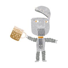 cartoon robot drinking beer N2