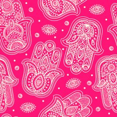 Vector Indian hand drawn hamsa seamless pattern N11