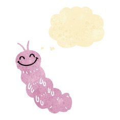 cartoon caterpillar with thought bubble N13