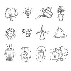 Hand drawn doodle sketch ecology organic icons eco and bio N2