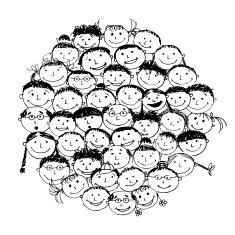 Crowd of funny peoples sketch for your design