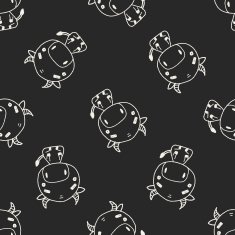 Chinese Zodiac cow doodle drawing seamless pattern background N2