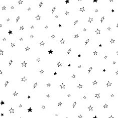 Hand drawn seamless doodle pattern of stars and lightnings N2