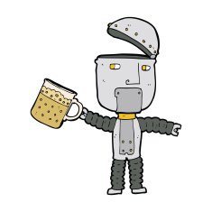 cartoon robot drinking beer N3