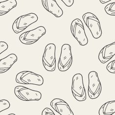 Flip flop doodle seamless pattern background N3