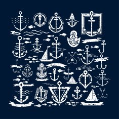 Vector illustration vintage nautical label icons - Illustration