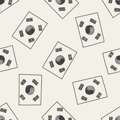 Korea flag doodle seamless pattern background
