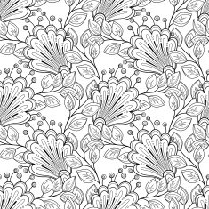 Vector Seamless Monochrome Floral Pattern N226