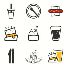Street food icons set