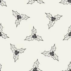 Poinsettia doodle drawing seamless pattern background N2