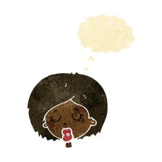 cartoon woman with eyes closed thought bubble N9