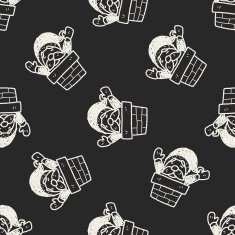 Santa Claus doodle seamless pattern background N4