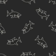 shark doodle seamless pattern background N6