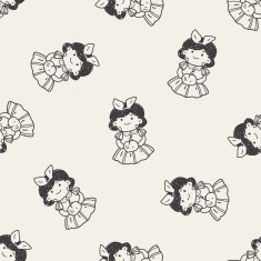 snow white doodle seamless pattern background N2