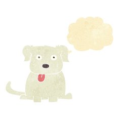 cartoon dog with thought bubble N36