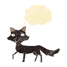 cartoon little wolf with thought bubble N40