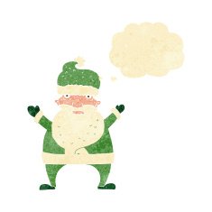 cartoon ugly santa claus with thought bubble N10