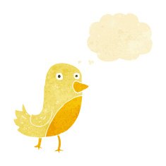cartoon yellow bird with thought bubble N4