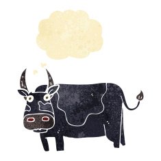 cartoon bull with thought bubble N29