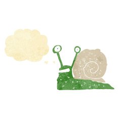 cartoon snail with thought bubble N37