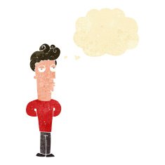 cartoon bored man with thought bubble N42