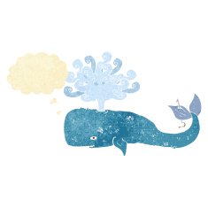 cartoon whale with thought bubble N49