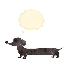 cartoon dachshund with thought bubble N4