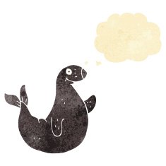cartoon seal with thought bubble N24