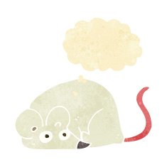 cartoon white mouse with thought bubble N16