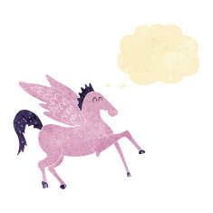 cartoon pegasus with thought bubble N6