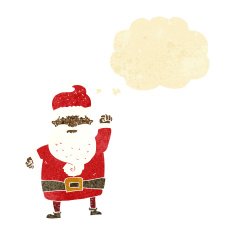 cartoon angry santa claus with thought bubble N21