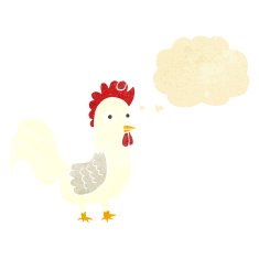 cartoon rooster with thought bubble N10