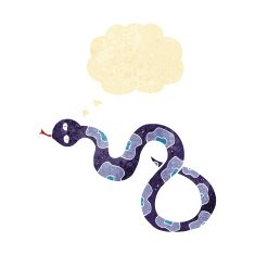 cartoon snake with thought bubble N97