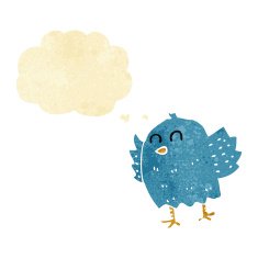 cartoon bird with thought bubble N351