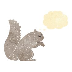 cartoon squirrel with thought bubble N21
