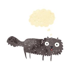 cartoon furry cat with thought bubble N11
