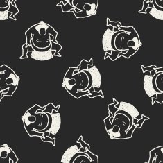 sumo doodle seamless pattern background N2