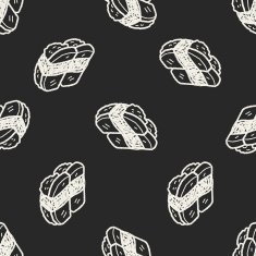 sushi doodle seamless pattern background N10