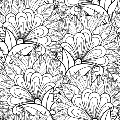Vector Seamless Monochrome Floral Pattern N229