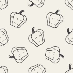 Bell pepper doodle seamless pattern background N4