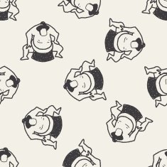 sumo doodle seamless pattern background N3