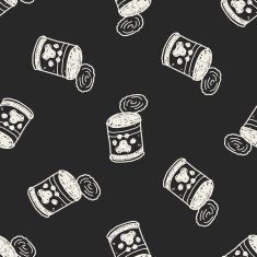 doodle dog food can seamless pattern background N2